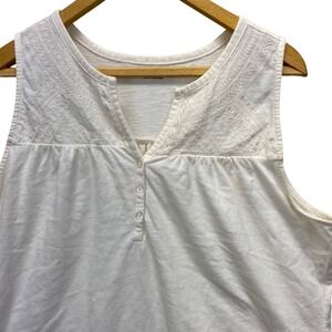 VTG Bit & Bridle Womens XL Ivory White Embroidered Henley Sleeveless Top Shirt